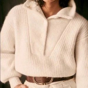 Sezane Micky Jumper Mohair Wool Sweater Cream XS